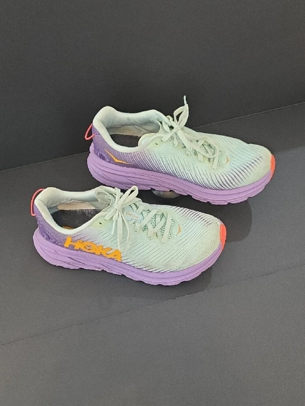 Hoka Rincon 3 Women's Mint Green & Purple Shoes with Orange Accent Size 8.5 - Picture 3 of 11